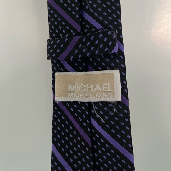 Michael Kors purple and Black Striped Tie #office - Picture 2 of 4